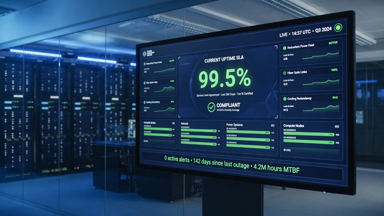 99.5 percent uptime SLA reliability for colocation
