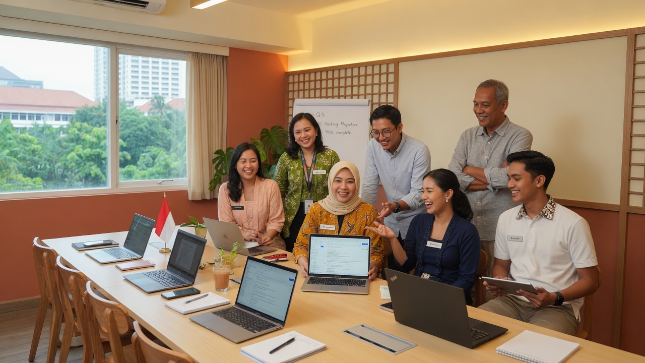 Team using professional domain email